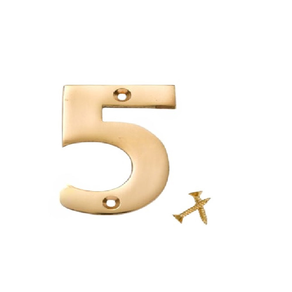 Merriway M5349 Numeral Polished Brass No. 5 75mm Signs / Numbers Merriway Brand_Merriway Collections_Signs / Numbers Feb25 Merriway Product Type_Signs / Numbers RobC