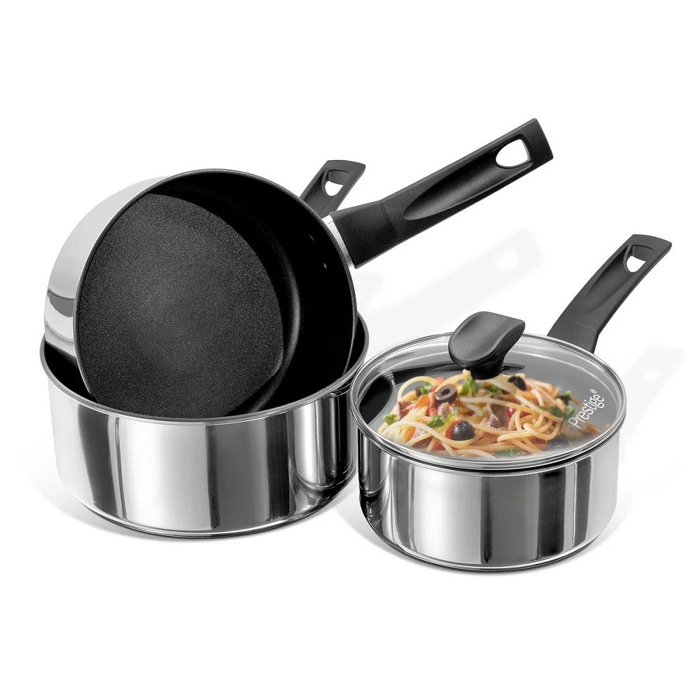 PRESTIGE 76327 9X Tougher S/Steel Saucepan Set 3 Piece saucepan sets Meyer Group Ltd (AIS) Brand_Prestige Collections_Saucepans / Casseroles Collections_Saucepans and Caseroles Feb25 free delivery Meyer Prestige Prestige Product Type_Saucepan Lids & Knobs Product Type_Saucepan Sets Product Type_Saucepans RobC Saucepan Saucepans Saucepans & casseroles