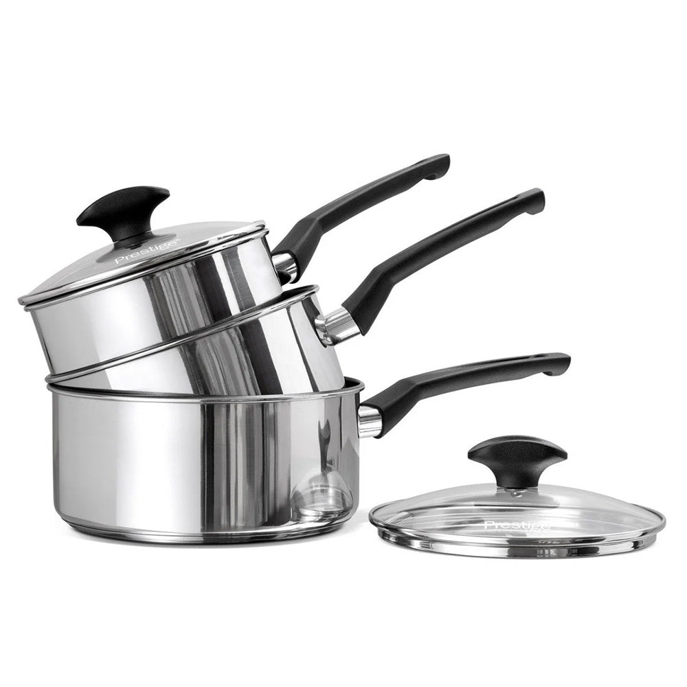 Prestige 76328 9X Tougher S/Steel Saucepan Set 4PCE + Free Milkpan