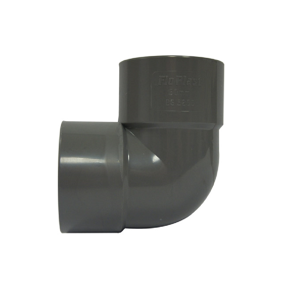 Floplast 40mm Knuckle Bend Grey 90 deg - Part No. 60011113 - Premium pipe from Mueller Primaflow - Just $4! Shop now at W Hurst & Son (IW) Ltd