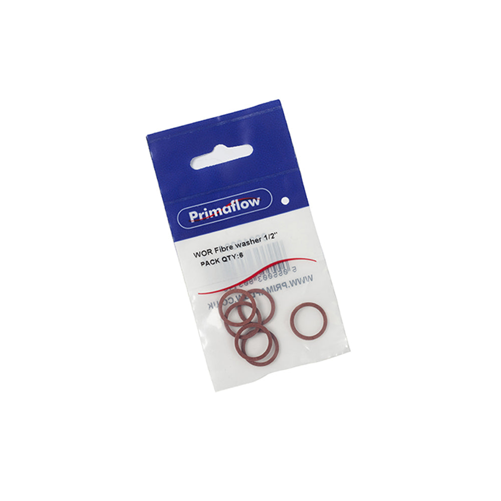 Fibre Tap Connector Washer 1/2" – Pack of 6 - 90010001 Plumbing Primaflow Ltd (NMBS) aug25 CarlR Collections_Plumbing Fittings Connector Plumbing Plumbing Fittings Tap Connector