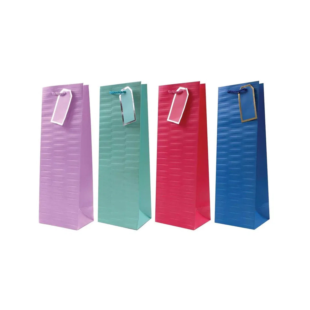 Embossed Brights Bottle Bag - 6M594 Giftware W J Nigh & Sons Ltd aug25 Brand_W J Nigh CarlR Collections_Giftware Giftware Product Type_Giftware Product Type_Giftwrap/Tags Etc. W J Nighs