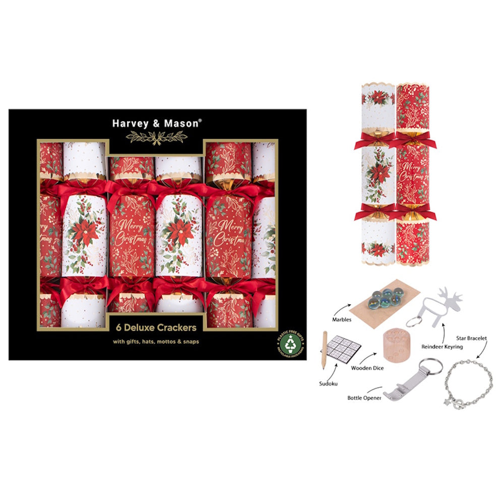 Deluxe Crackers 6 x 13.5" – Poinsettia - 9DA156 Christmas Tableware W J Nigh & Sons Ltd All Things Christmas Brand_W J Nigh CarlR Christmas Christmas Essentials Christmas Products Collections_All Things Christmas Nov25 W J Nighs