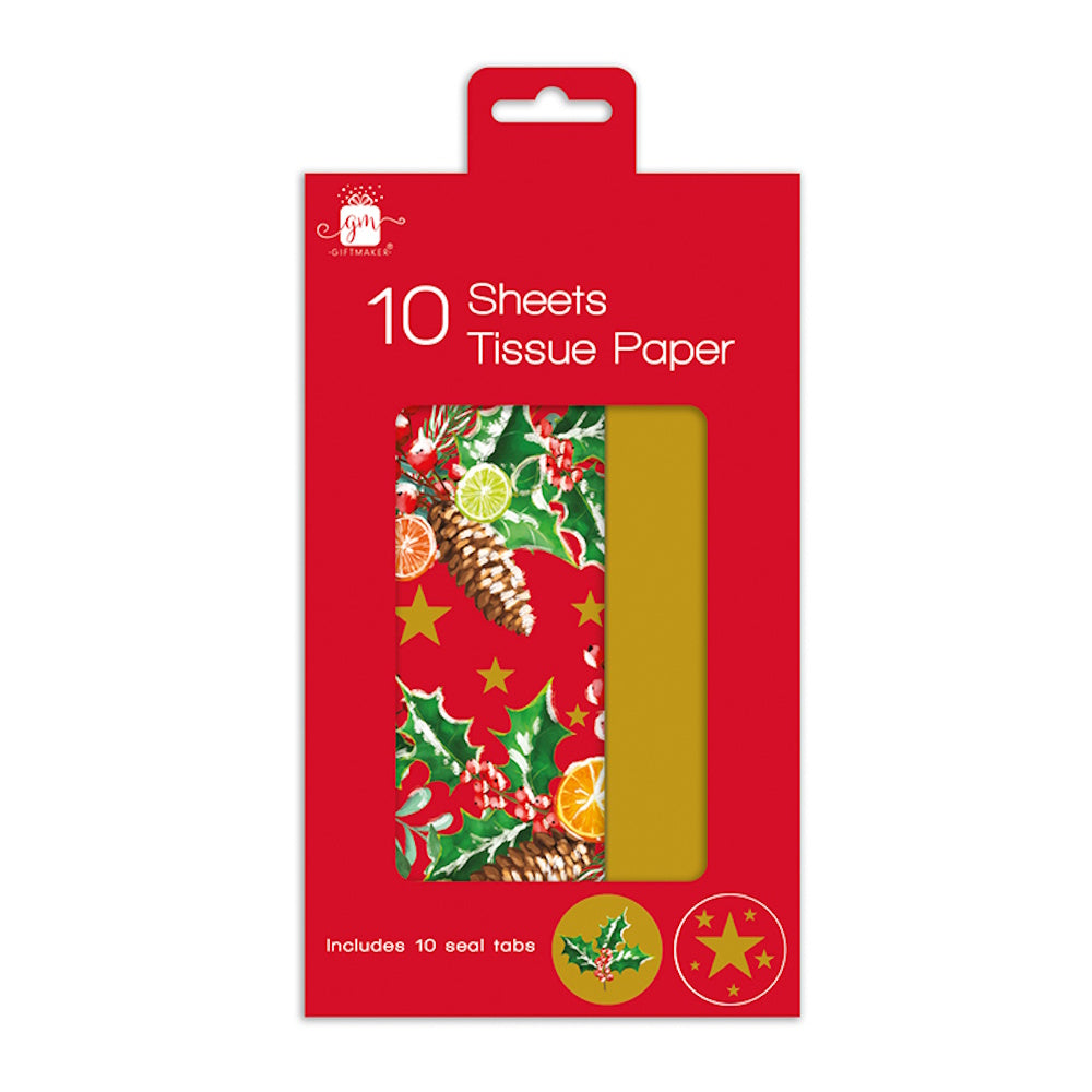 Xmas Tissue 10 Sheets – Traditional Christmas - 9DH312 Christmas Giftwrap W J Nigh & Sons Ltd All Things Christmas Brand_W J Nigh CarlR Christmas Christmas Gift Wrap / Accs Christmas Products Collections_All Things Christmas Nov25 Product Type_Christmas Giftwrap Product Type_Giftwrap/Tags Etc. W J Nighs