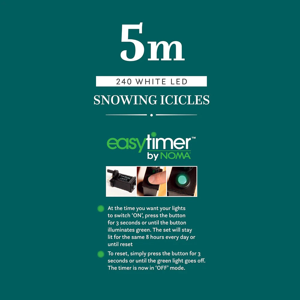 NOMA Snowing Icicle Lights 5M – White - 6825042 Christmas Lights Leisuregrow Products Ltd All Things Christmas Brand_Noma CarlR Christmas Christmas Decorations Christmas Essentials Christmas Lights Christmas Products Collections_All Things Christmas Collections_Outdoor Lights Noma Nov25 Outdoor Lights Product Type_Christmas Lights Product Type_Outdoor Lights