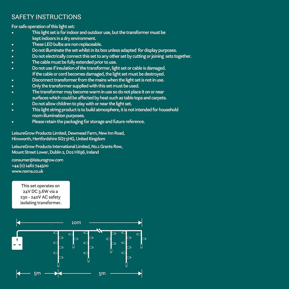 NOMA Snowing Icicle Lights 5M – White - 6825042 Christmas Lights Leisuregrow Products Ltd All Things Christmas Brand_Noma CarlR Christmas Christmas Decorations Christmas Essentials Christmas Lights Christmas Products Collections_All Things Christmas Collections_Outdoor Lights Noma Nov25 Outdoor Lights Product Type_Christmas Lights Product Type_Outdoor Lights