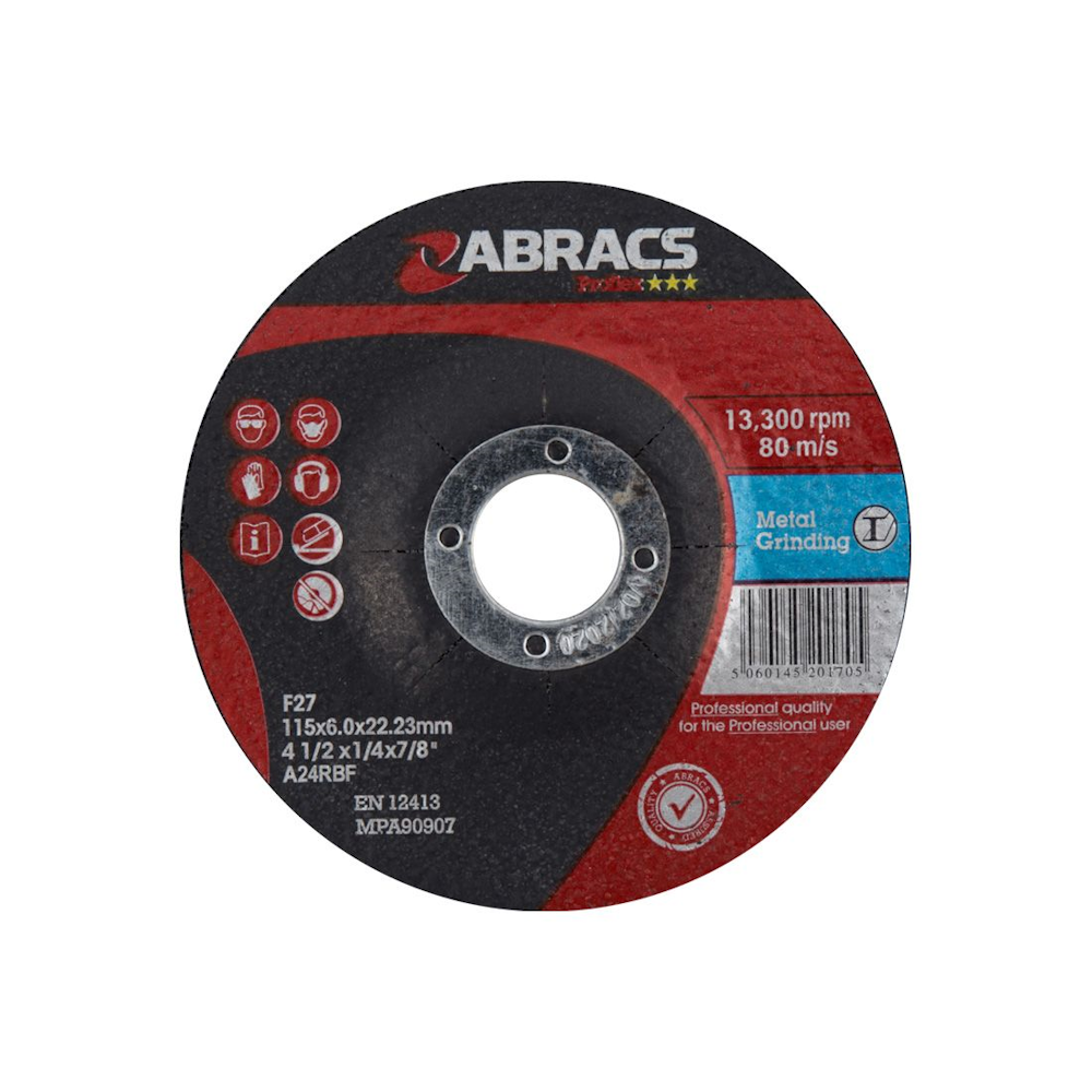 Abracs ABPF11560DM Proflex Metal Grinding Disc 115 x 6 x 22mm - Premium Angle Grinder Discs from Owlett Jaton - Just $1.99! Shop now at W Hurst & Son (IW) Ltd