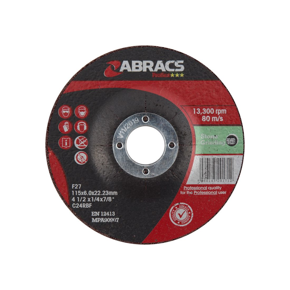 Abracs ABPF11560DS Proflex Stone Grinding Disc 115 x 6 x 22mm - Premium Angle Grinder Discs from Owlett Jaton - Just $2! Shop now at W Hurst & Son (IW) Ltd