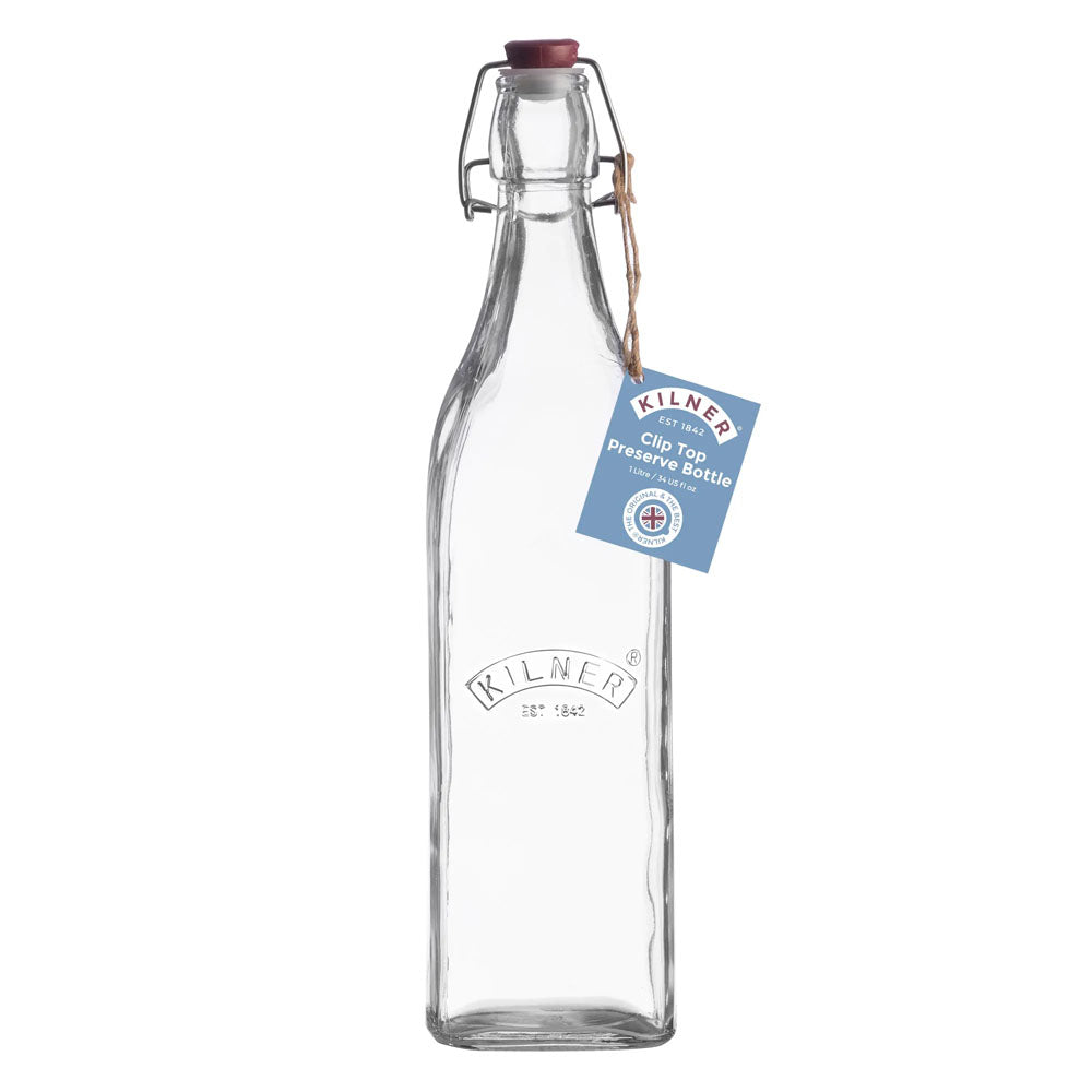Kilner Clip Top Square Bottle 1L - 0025.472 Food Storage Rayware Ltd CarlR Collections_Food Storage Collections_Jars / Bottles Food Storage Jars & Bottles Kilner Kitchen Kitchen & Food Storage Oct25 Product Type_Food Storage Product Type_Jars & Bottles Rayware
