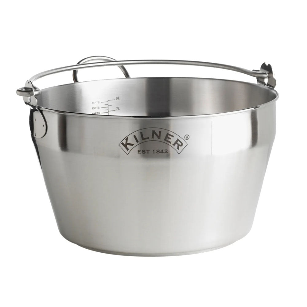 Kilner Stainless Steel Preserving Pan 8L - 0025.413 Pie Dishes & Pans Rayware Ltd Baking CarlR Collections_Baking cooking & baking Home Baking Kilner Oct25 Product Type_Jam Making Product Type_Pie Dishes & Pans Rayware Stainless Steel