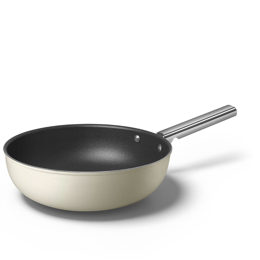 Smeg CKFW3001CRM Non Stick Wok 30cm Cream