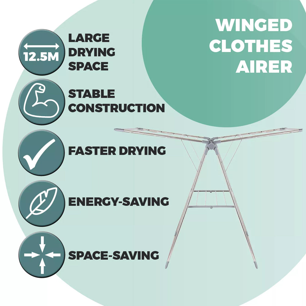 Our House Winged Clothes Airer - SR20001B Airers R K Wholesale Ltd (AIS) Airer Airers aug25 CarlR Clothes Clothes Airer Collections_Laundry Laundry Product Type_Airers Product Type_Laundry Accessories Product Type_Laundry Care RKW