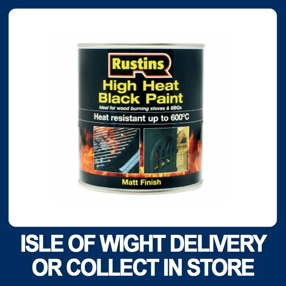 Rustins HRBL500 High Heat 600deg C Black Paint 500ml - Premium Metal Brush Paints from RUSTINS - Just $20! Shop now at W Hurst & Son (IW) Ltd