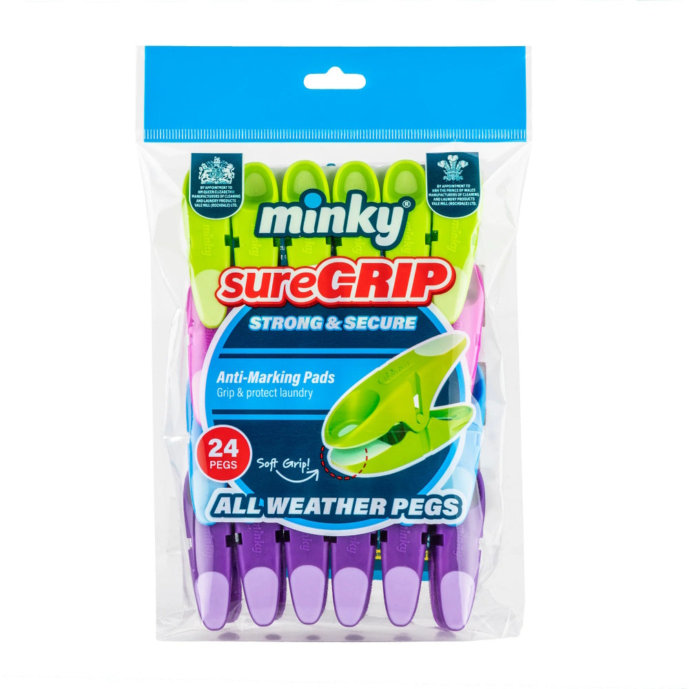 Minky VT86693F09 Sure Grip Pegs - Pack of 24 Pegs Vale Mill (Rochdale) Ltd Brand_Minky Collections_More Housewares Google Product Home Housewares Jan25 Mark.Williams Minky More Housewares Product Type_Housewares Product Type_Pegs