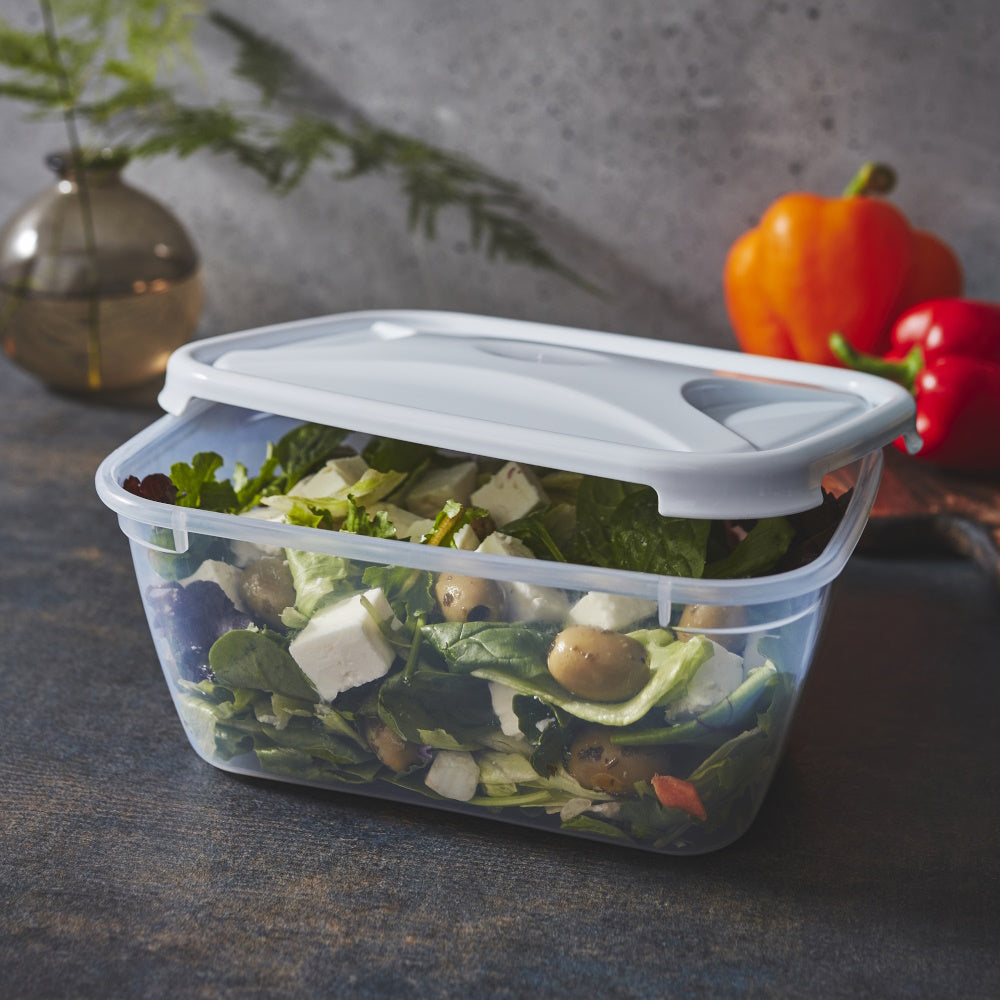 Wham Cuisine 12373 Plastic Rectangular Food Box & Lid 2Ltr - Ice White / Clear Tupperware Style Containers What More UK Ltd Brand_Wham Collections_Plastic Containers Dec24 Google Product Kitchen & Dining Kitchen & Food Storage Mark.Williams Plastic Containers Product Type_Tupperware Style Containers Wham What More UK Ltd