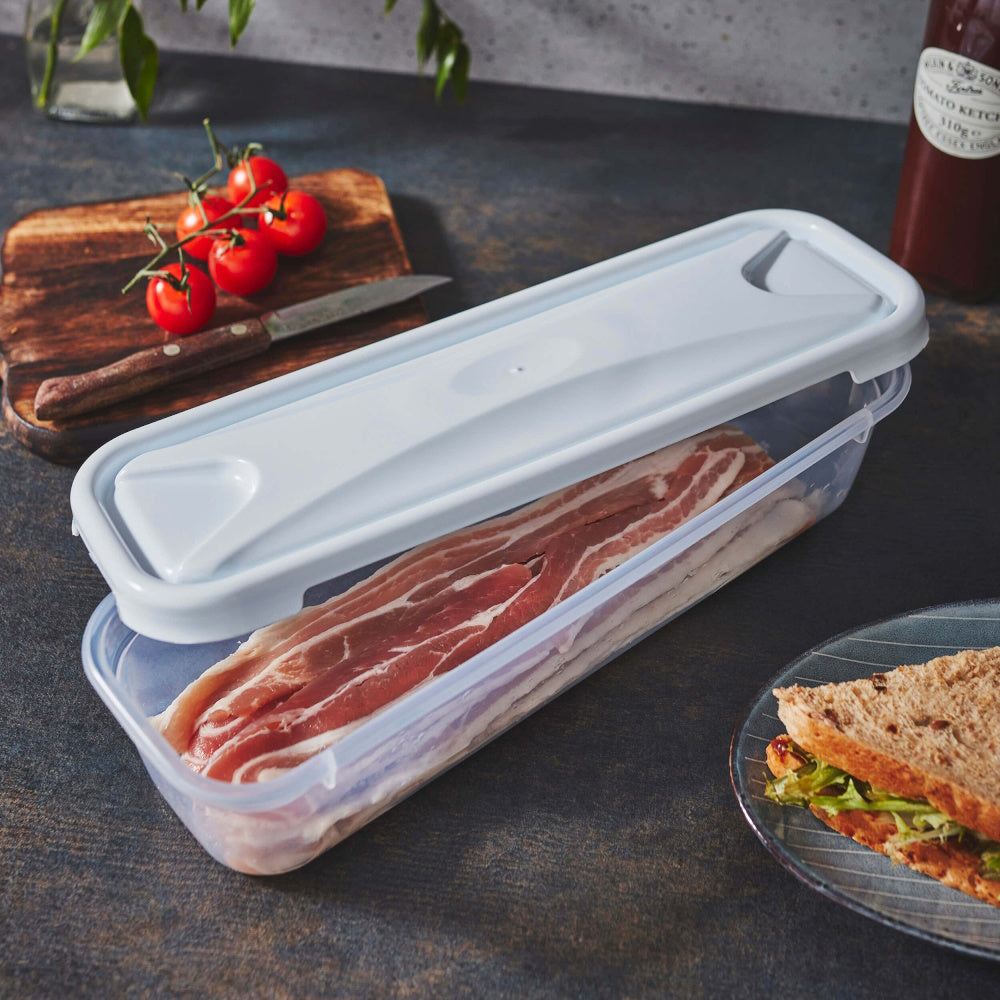 Wham Cuisine 12383 Long Rectangular Food Box & Lid 1.2Ltr - Ice White ...