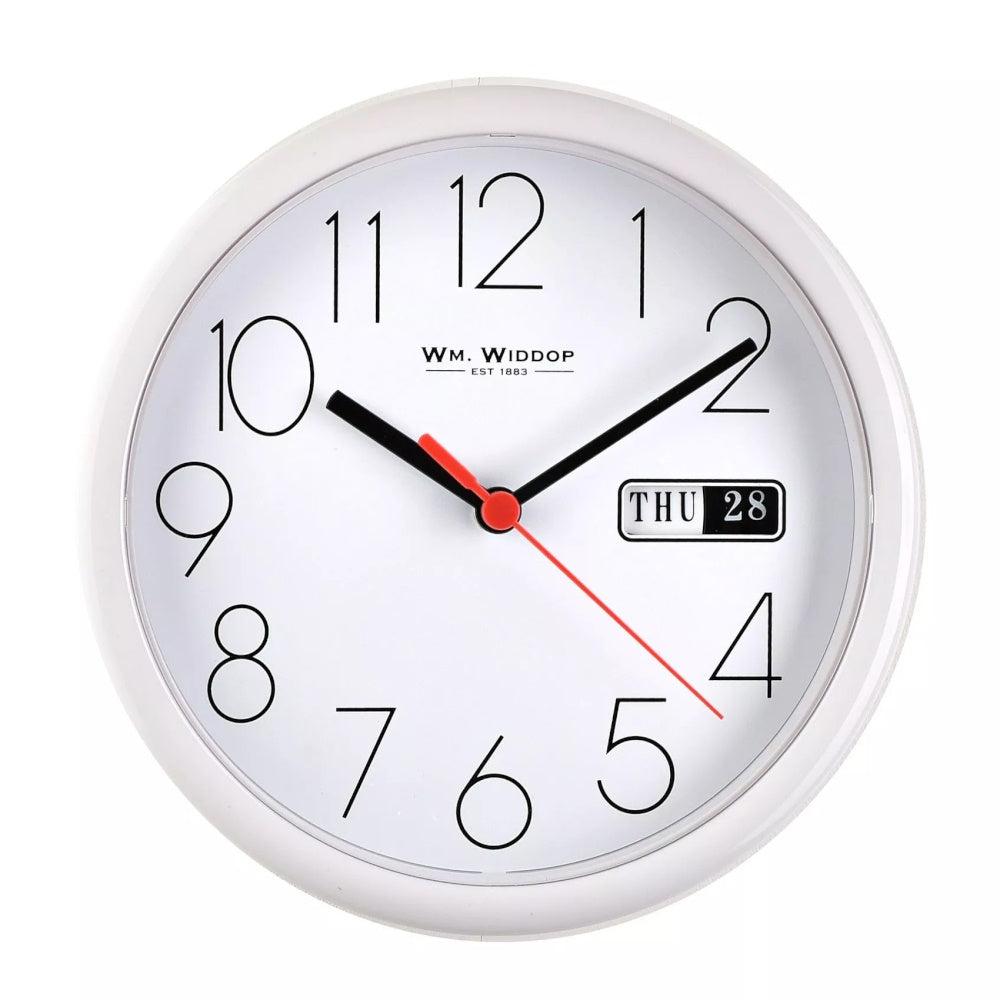 HomeTime 5177W Day/Date Wall Clock 8½" Dia White