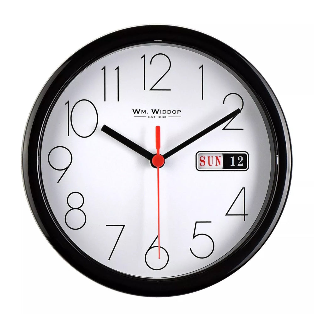 HomeTime 5177B Day/Date Wall Clock 8½" Dia Black