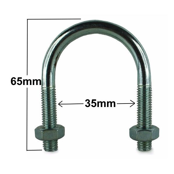 U-BOLT with Nuts - Various Sizes 35mm x 65mm 2619-156 bolt Zinco (Midlands) Ltd Bolt Collections_Fixings / Fasteners Collections_More Fixings / Fasteners Collections_Other Bolts Fixings & Fasteners Ironmongery Mark.Williams More Fixings & Fasteners Nov24 Other Bolts Product Type_Sundry Ironmongery Sundry Ironmongery Tools