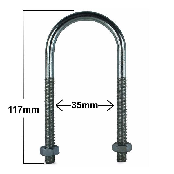 Long U-BOLT with Nuts - Various Sizes 35mm x 117mm 2620-170 bolt Zinco (Midlands) Ltd Bolt Collections_Fixings / Fasteners Collections_More Fixings / Fasteners Fixings & Fasteners Ironmongery Mark.Williams More Fixings & Fasteners Nov24 Other Bolts Product Type_Sundry Ironmongery Sundry Ironmongery Tools Zinco