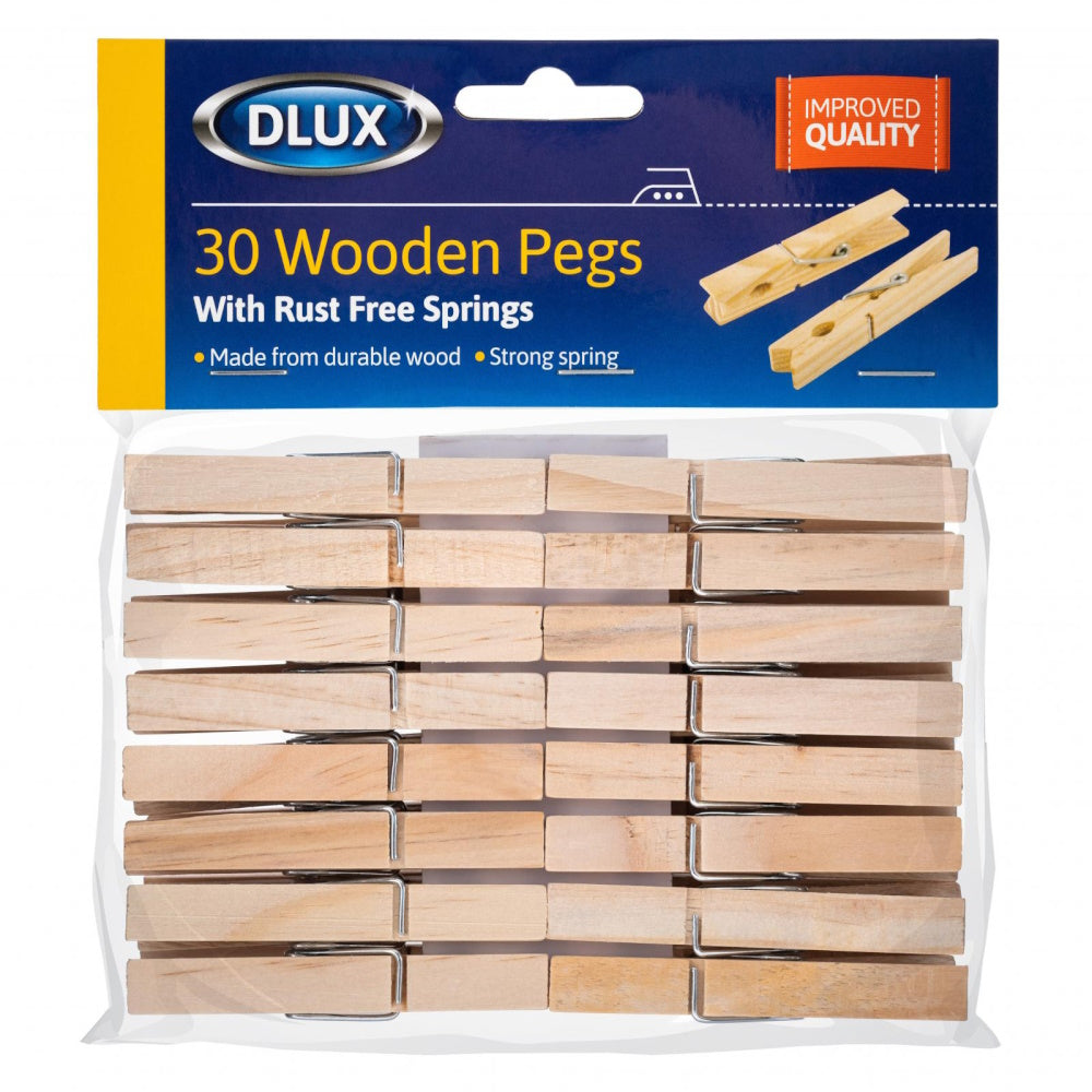 Dlux 68326 Wooden Clothes Pegs Pack of 30 Pegs Zoom Imports & Distribution Ltd Brand_Dlux Brand_Zoom Collections_Laundry DLUX Google Product Home Housewares Laundry Product Type_Pegs Zoom Imports