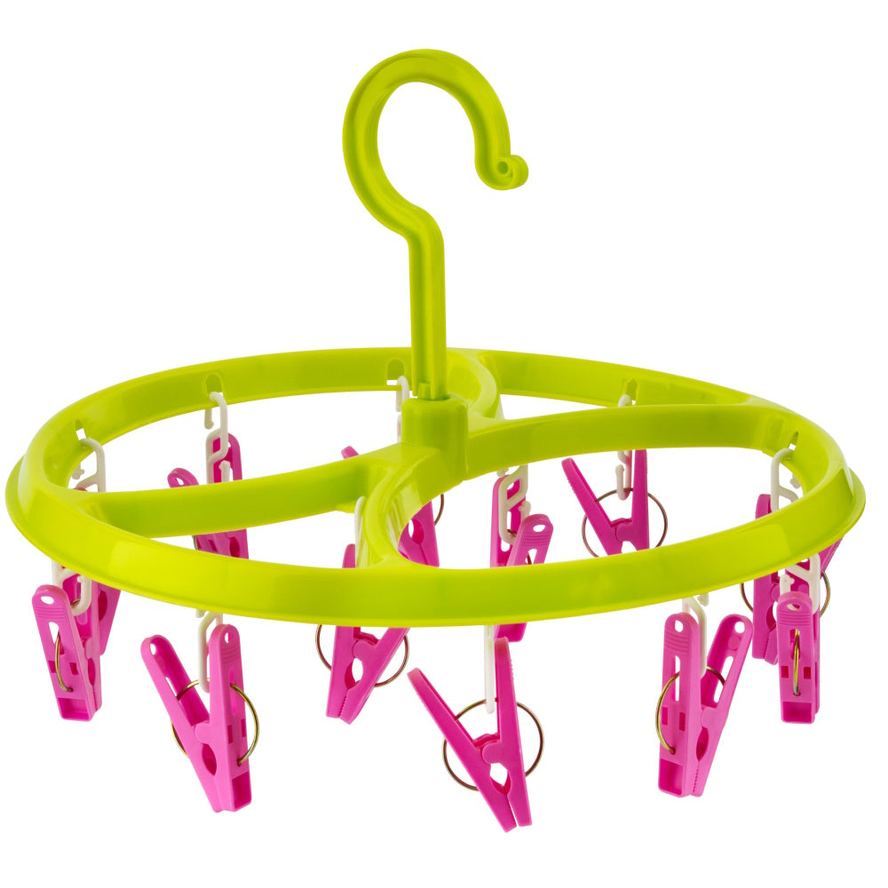 Dlux Round Clothes Hanger 12 Pegs - Asstd Colours