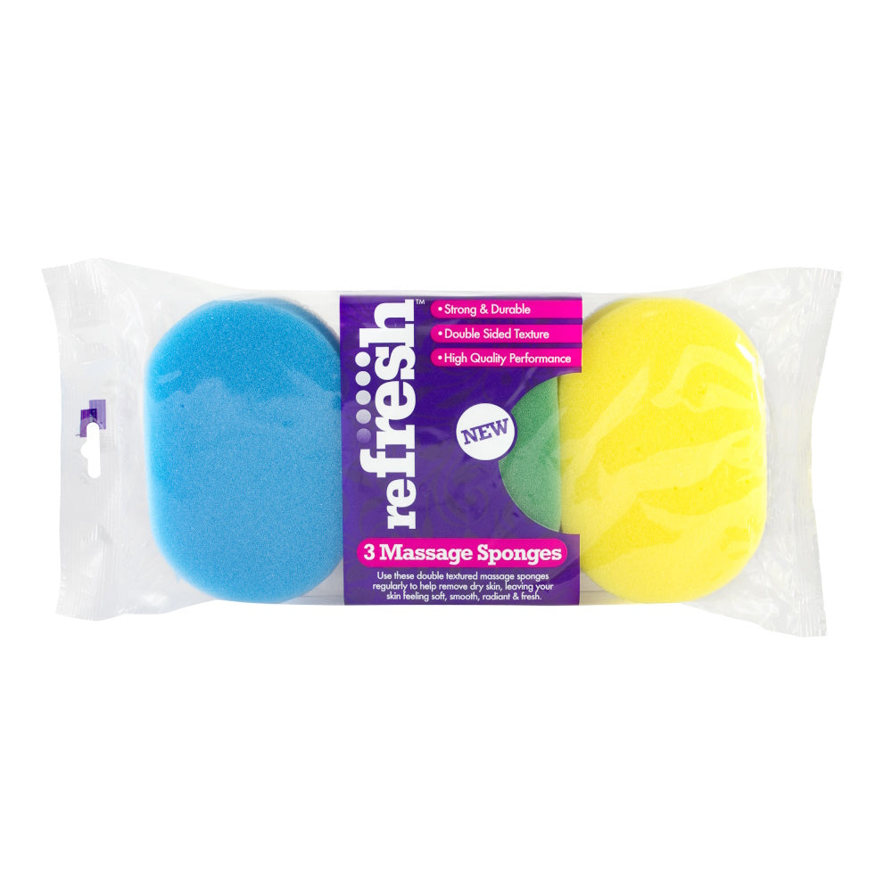 Refresh 2213 Bath / Shower Massage Sponges 3 Pack Scourers / Sponges Zoom Imports & Distribution Ltd Brand_Refresh Collections_More Housewares Feb25 Google Product Home Housewares Mark.Williams More Housewares Product Type_Scourers / Sponges Refresh Scourers and Sponges Sponge Sponges Zoom Imports