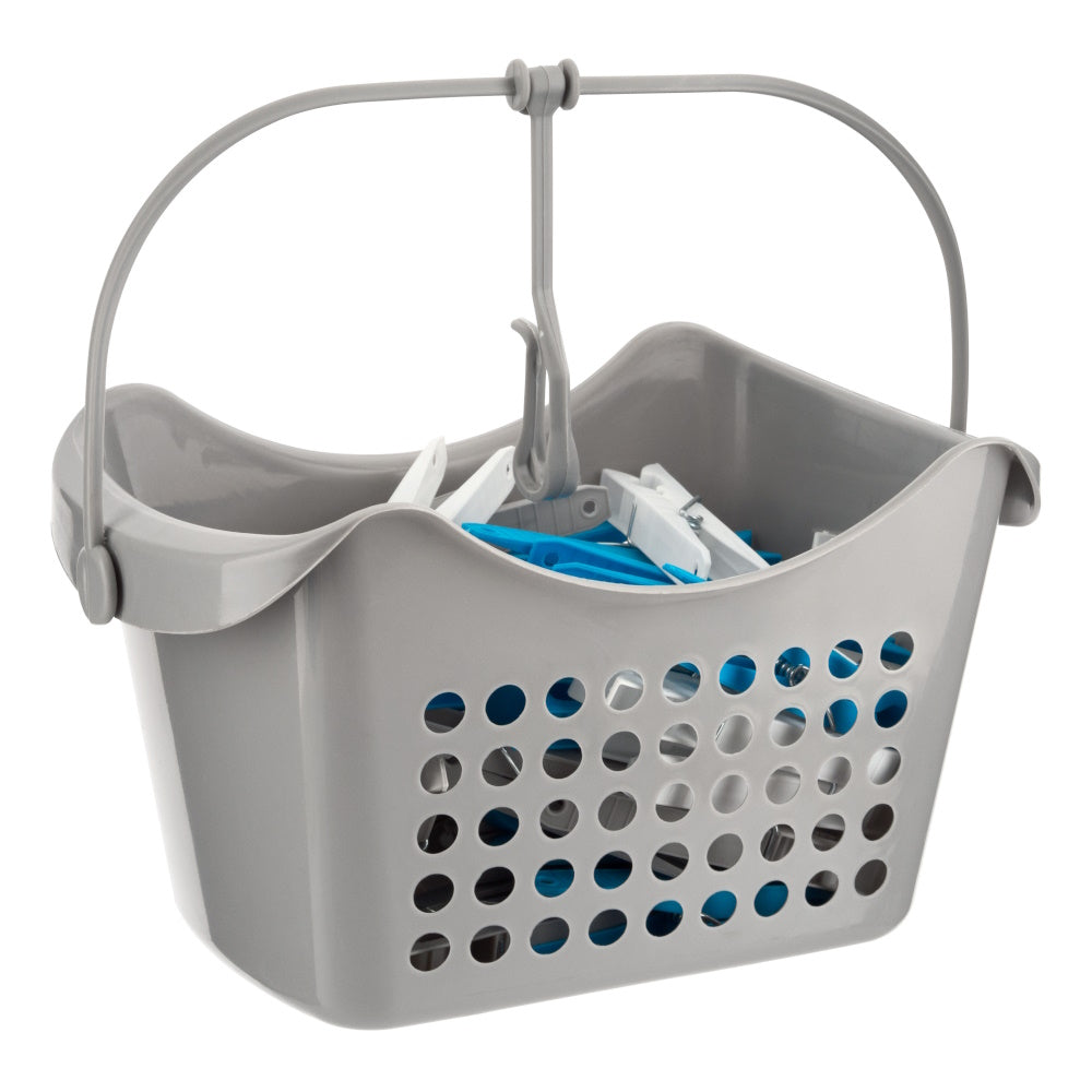 Dlux 50 Clothes Pegs with Hanging Peg Basket