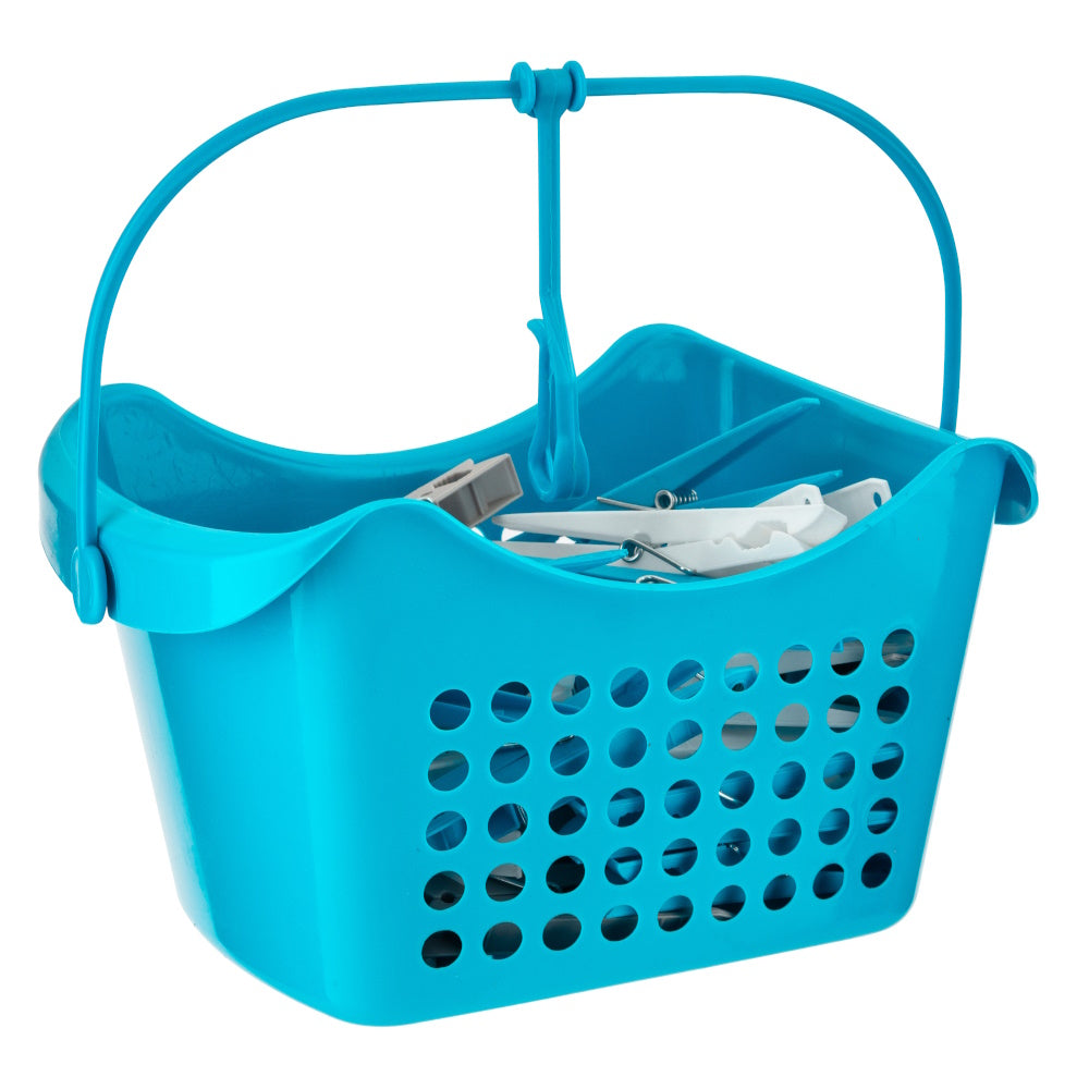 Dlux 50 Clothes Pegs with Hanging Peg Basket