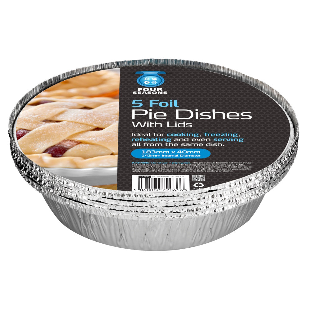 Four Seasons 2066 Foil Pie Dishes with Lids Pkt5