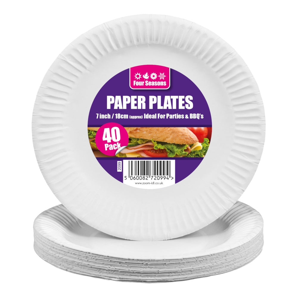 All Seasons 2099 Paper Plates 7" Pkt40 Picnic Dining Zoom Imports & Distribution Ltd All Seasons Brand_All Seasons Brand_Four Seasons Collections_Outdoor and Leisure Feb25 Four Seasons Garden Mark.Williams Outdoor & Leisure Outdoors & Leisure Product Type_Picnic Dining Zoom Imports