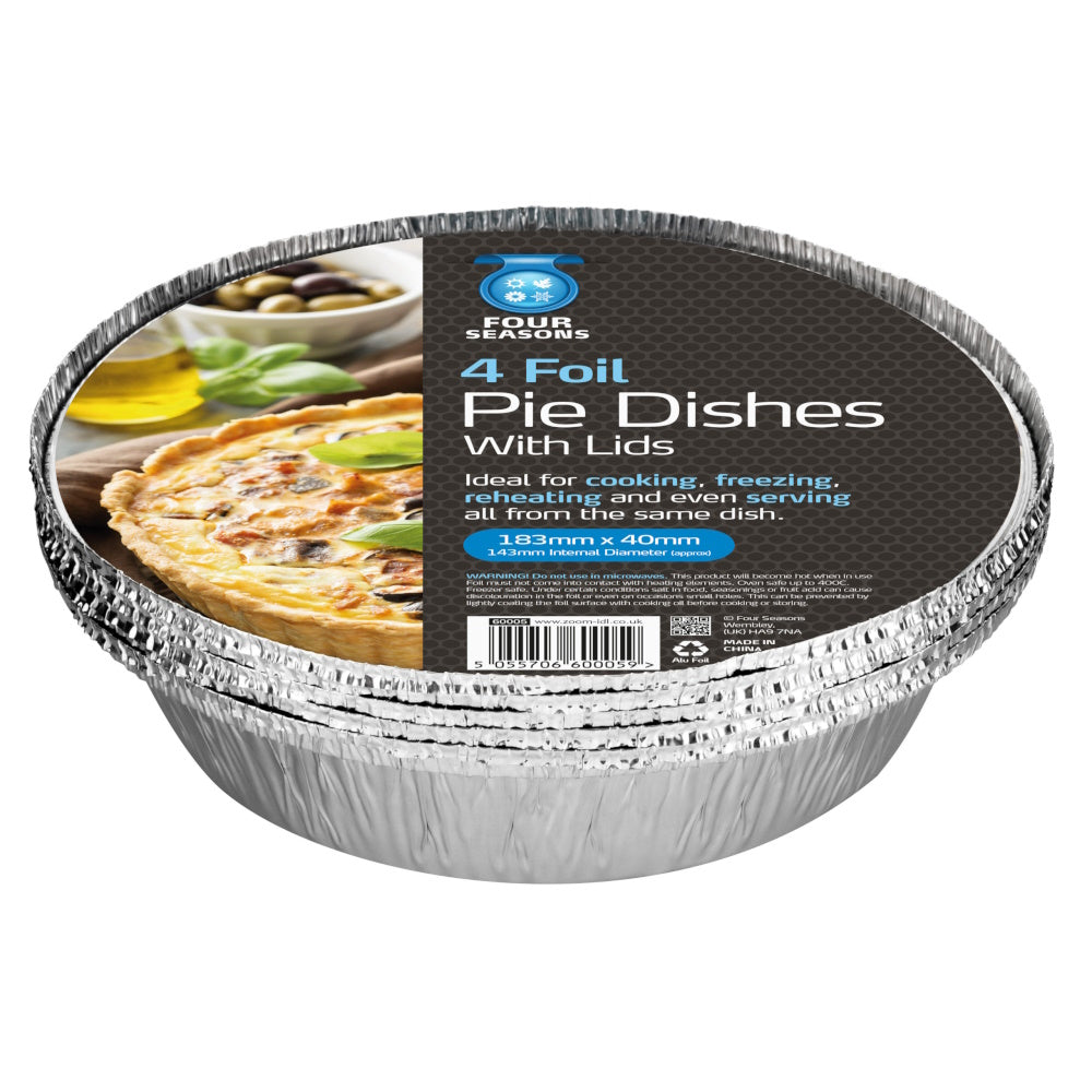 Four Seasons 60005 Foil Pie Dishes with Lids Pkt4 Pie Dishes & Pans Zoom Imports & Distribution Ltd Brand_Four Seasons Collections_Plates and Bowls cooking & baking Dec24 Four Seasons Google Product Kitchen & Dining Mark.Williams Ovenware Plates & Bowls Product Type_Pie Dishes & Pans Zoom Imports