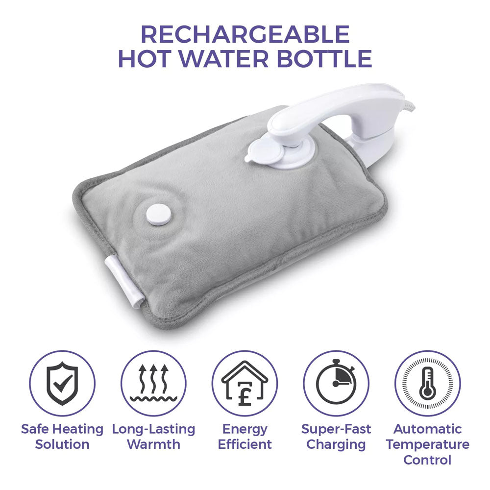 Carmen Rechargeable Hot Water Bottle – Grey - C85043GRY Hot Water Bottles R K Wholesale Ltd (AIS) Brand_Carmen CarlR Carmen Collections_Portable Heating Heating HOT WATER BOTTLE Oct25 Portable Heating Product Type_Hot Water Bottles