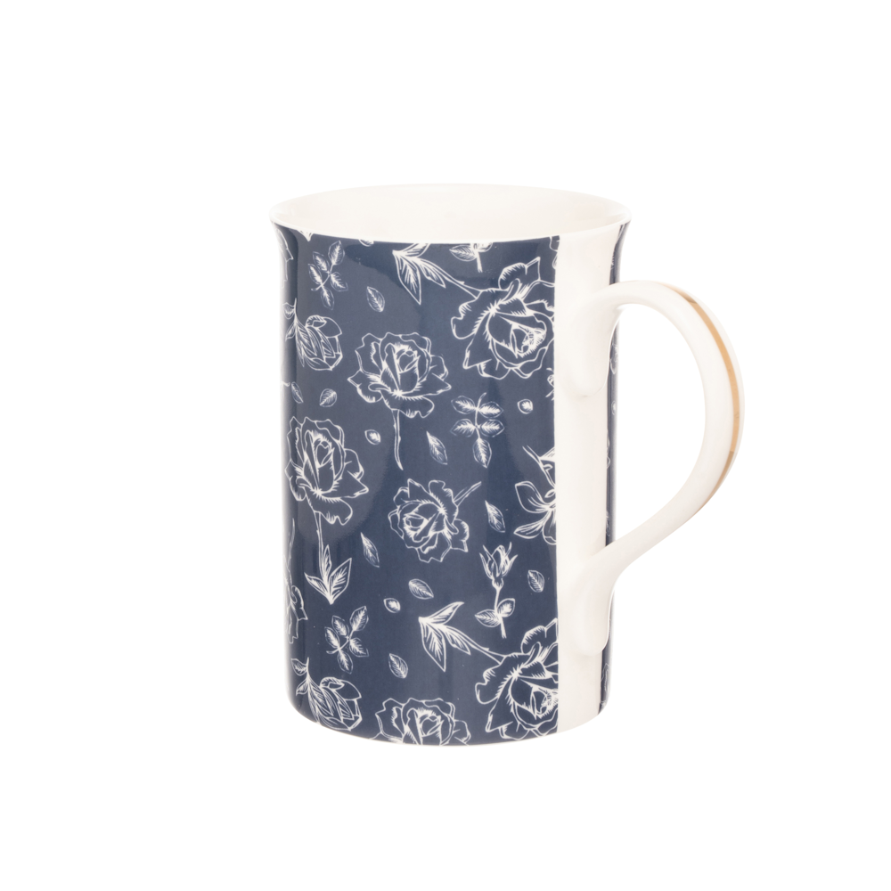 SIIP SPFLUFLONAV Floral Fluted Mug Navy Mugs Captivate Brands Ltd Brand_Captivate Brands Brand_SIIP Fundamental Captivate Brands CarlR Dining & Tableware Google Product Jun24 Kitchen & Dining mug mugs Mugs Cups & Saucers Product Type_Single Mugs SIIP Fundamental