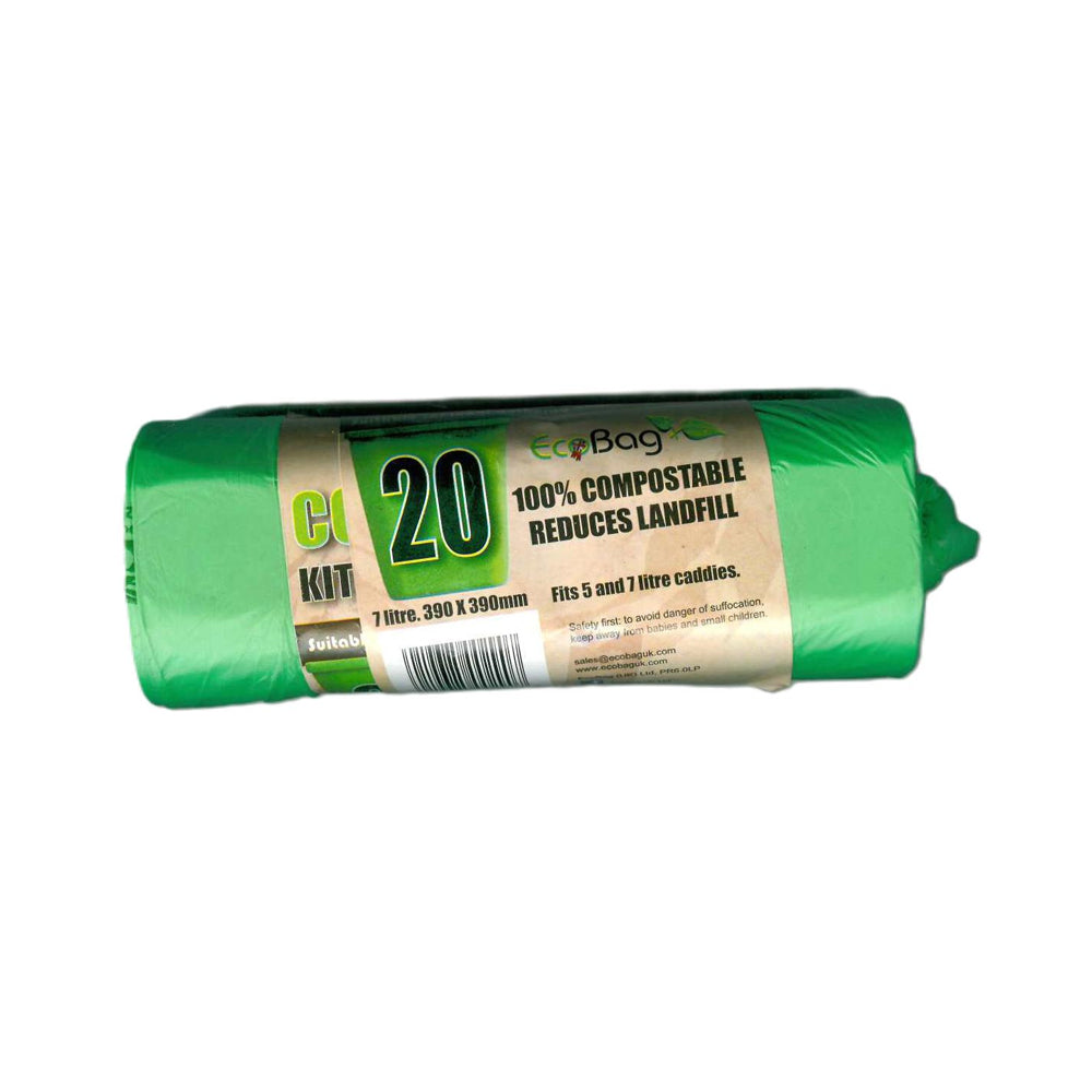 Ecobag 7L Kitchen Caddy Liners – Pack of 20 - 229 Bin Liners Ecobag (UK) Ltd aug25 Bin Liners Bins & Bin Liners Brand_Ecobag CarlR Collections_Bins / Bin Liners Ecobag Kitchen Kitchen Organisation Product Type_Bin Liners Waste Waste Management