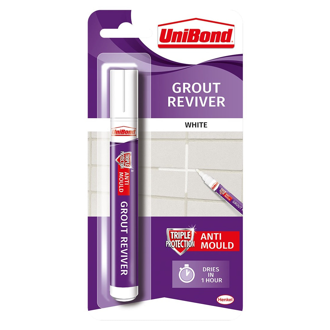 Unibond Triple Protect Grout Reviver Wall Pen 7ml White - Premium Grout Revivers from Unibond - Just $7.99! Shop now at W Hurst & Son (IW) Ltd