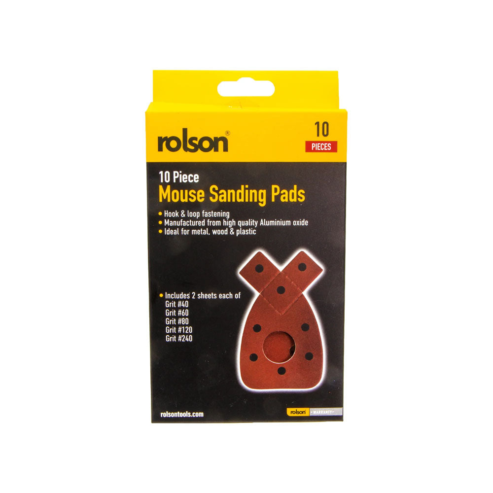 10 Piece Mouse Sanding Pads - 24501 Sanding Rolson Tools Ltd Brand_Rolson CarlR Collections_Sanding DIY Expert DIY Oct25 Product Type_Sanding Rolson Sanding Sanding Sheets Etc.