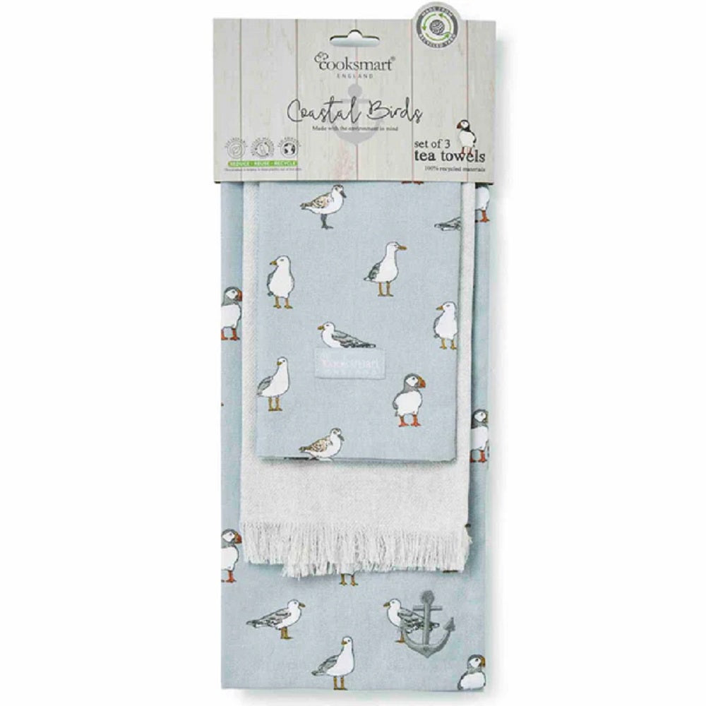 Cooksmart 2589 Coastal Birds Tea Towel 3PK Hand / Tea Towels City Look Imports Ltd (AIS) Feb25 Kitchen Kitchenware Product Type_Hand / Tea Towels Product Type_Towels RobC Tea Towel