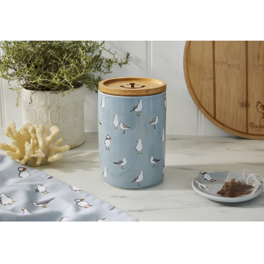 Cooksmart 2589 Coastal Birds Canister Large Storage Container City Look Imports Ltd (AIS) Blue Large Brand_Cooksmart Coffee Canister Cooksmart Dec24 Large Large Capacity Large Item Product Type_Bird Product Type_Tea Coffee Sugar Canisters RobC Sugar canister