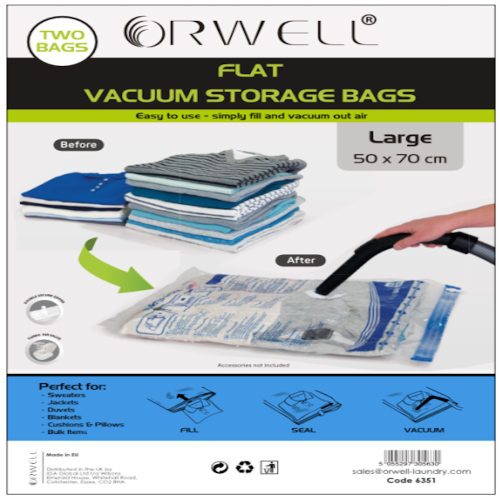 Orwell 6351 Flat Vacuum Storage Bags Large 50cm X 70cm Storage orwell Aug24 Brand_Pack Mate Collections_Storage Google Product Home hoover Housewares Orwell Pack Mate Packmate Product Type_Storage Product Type_Vacuum Bags and Accessories RobC Storage