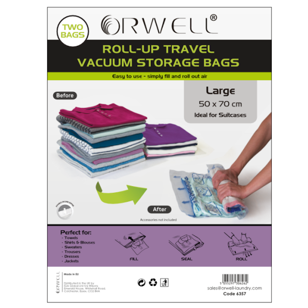 Orwell 6357 Roll-Up Travel Vacuum Storage Bags Large Storage orwell 50cm 50cm x 70cm 70cm Aug24 Brand_Pack Mate Collections_Storage Google Product Home hoover Housewares Orwell Pack Mate Packmate Product Type_Storage Product Type_Vacuum Bags and Accessories RobC Storage