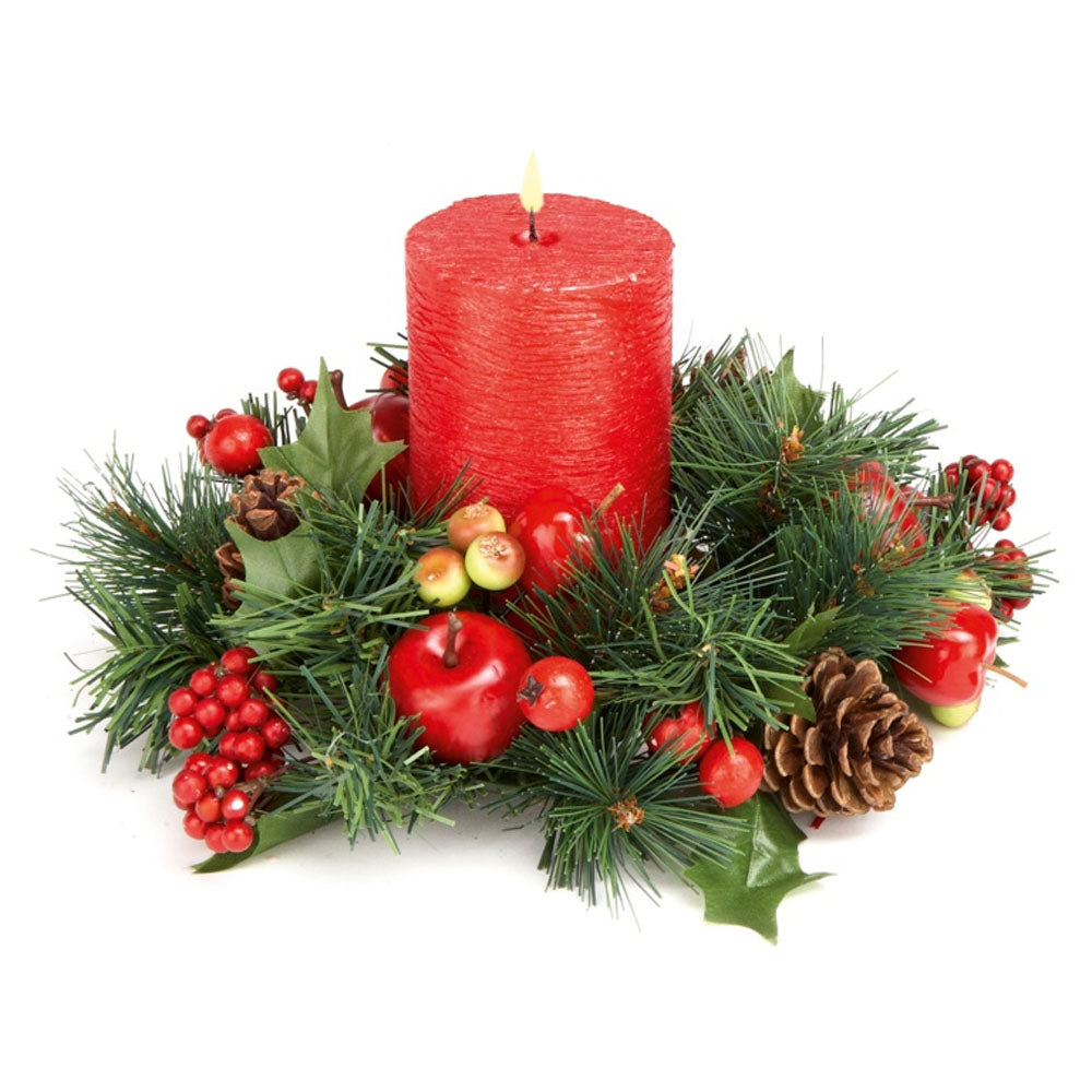 Apple Cone & Berry Candle Ring 23cm - AC127464 Christmas Decorations Premier Decorations Ltd All Things Christmas Brand_Premier Decorations CarlR Christmas Christmas Decorations Christmas Novelty Christmas Products Collections_All Things Christmas Nov25 Premier Decorations Product Type_Christmas Decorations