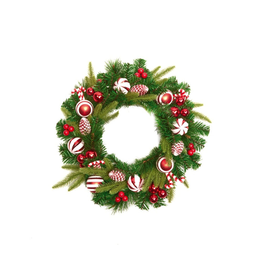Candy Cane Wreath – 50cm - DF257097 Christmas Decorations Premier Decorations Ltd All Things Christmas Brand_Premier Decorations CarlR Christmas Christmas Decorations Christmas Products Collections_All Things Christmas Nov25 Premier Decorations Product Type_Christmas Decorations