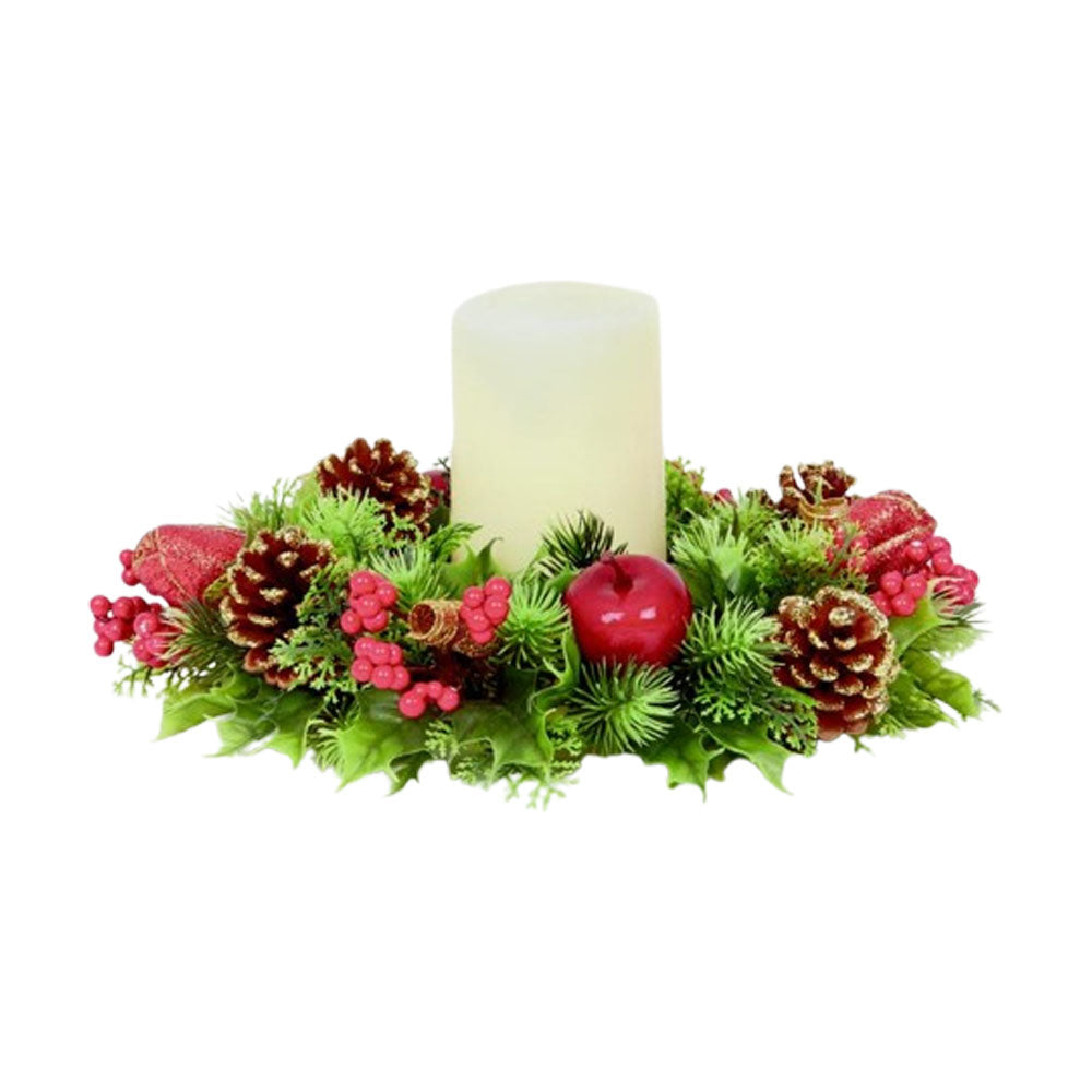 Candle Ring – Apple Cone 30cm - DF149071 Candle Holders Premier Decorations Ltd All Things Christmas Brand_Premier Decorations Candle Holder CarlR Christmas Christmas Decorations Christmas Products Collections_All Things Christmas Oct25 Premier Decorations Product Type_Candle Holders Product Type_Christmas Decorations Xmas