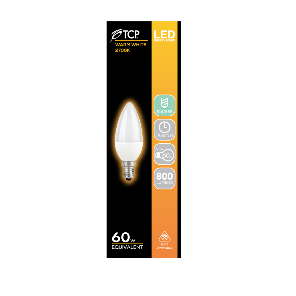 6.8w / 7w LED SES Candle Opal Warm White Lamp - Premium B from tcp - Just $5.50! Shop now at W Hurst & Son (IW) Ltd