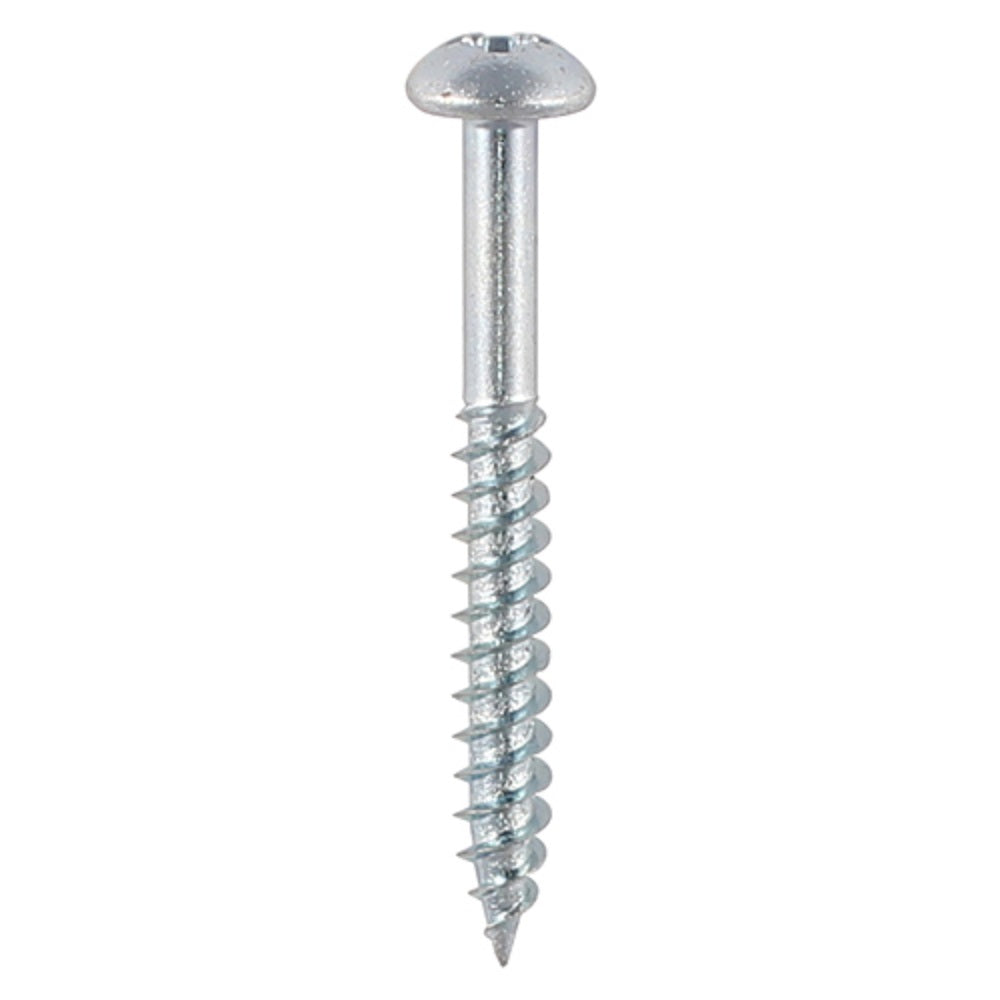 Timco 00082CRWZ 8x2 Round Head ZP Woodscrews Pozi