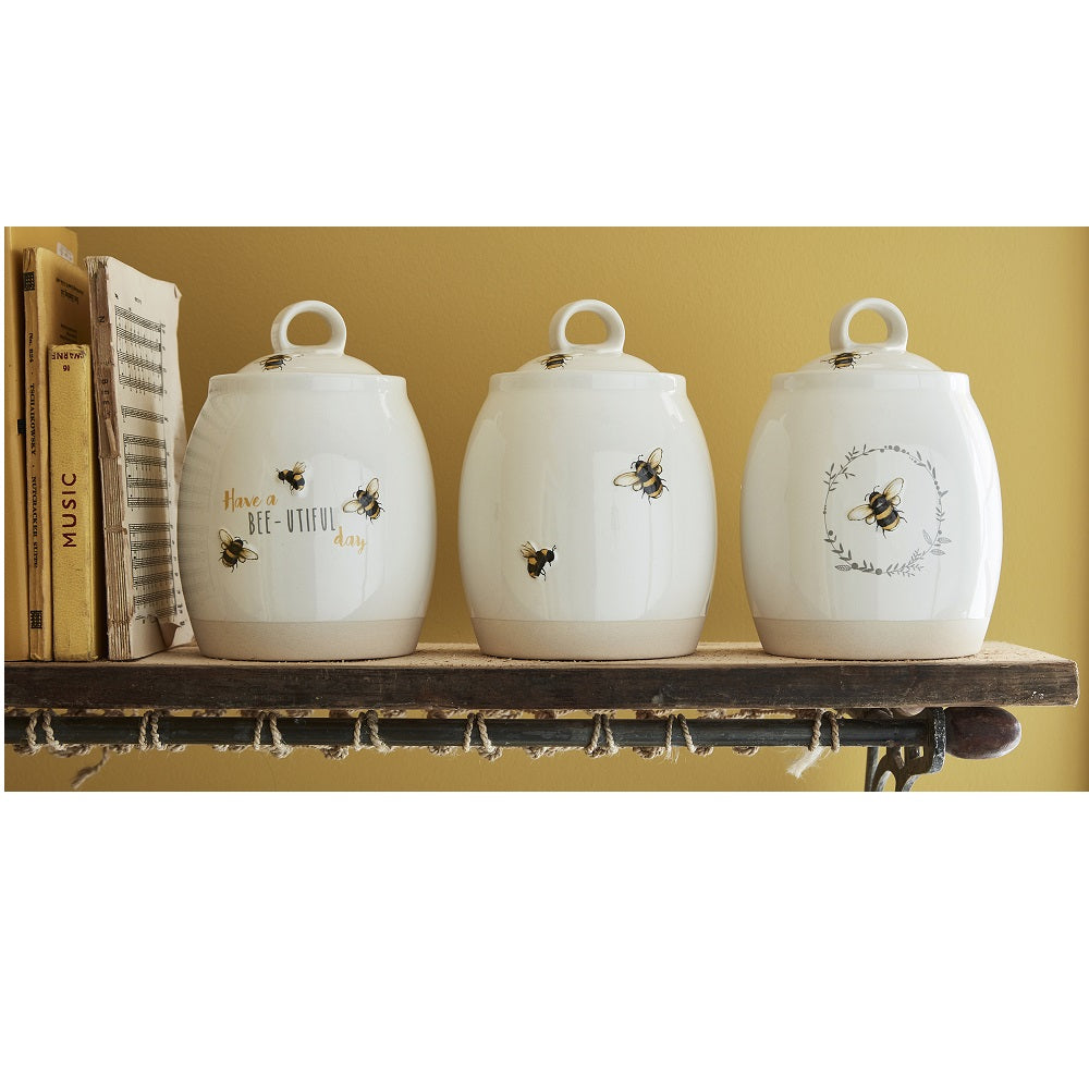 Cooksmart 1765 Bumble Bees Tea Canister Cream Storage Jar City Look Imports Ltd (AIS) Bee Bees Brand_Cooksmart Bumble Bumble Bee ceramic Cooksmart Cooksmart Bumble Bees Dec24 RobC