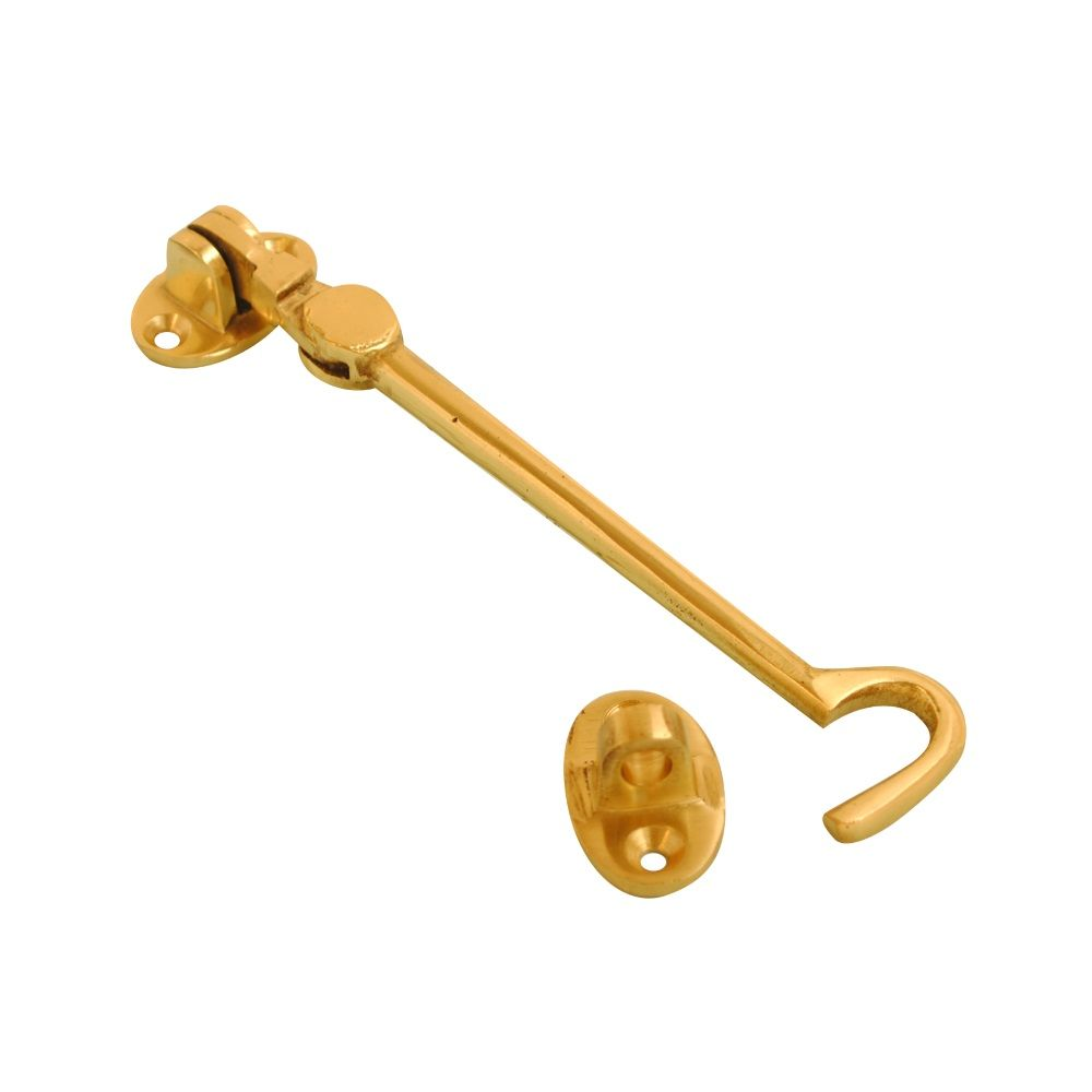 Chase F3320 Brass Cabin Hook 200mm Cabin Hooks Chase Hardware Ltd Brass Chase Chase Hardware Ltd Collections_Security / General Ironmongery Hardware Home Home & Garden Nov24 Padlocks & security Product Type_Cabin Hooks RobC security Security & General Ironmongery