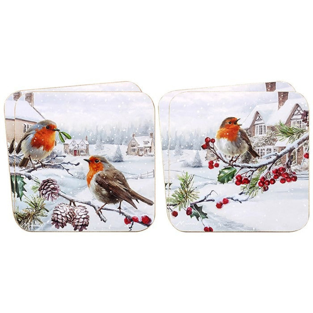 Xmas Christmas Robins Coasters – Set of 4 - LP54260 Coasters Lesser & Pavey Ltd All Things Christmas aug25 Brand_Lesser and Pavey CarlR Christmas Christmas Products Christmas Tablemats / Coasters Christmas Tableware coasters Coasters etc. Collections_All Things Christmas Collections_Tableware Collections_Trays Tablemats and Coasters Dining & Tableware Festive Tableware Lesser & Pavey Product Type_Coasters Tableware Trays Tablemats & Coasters Xmas