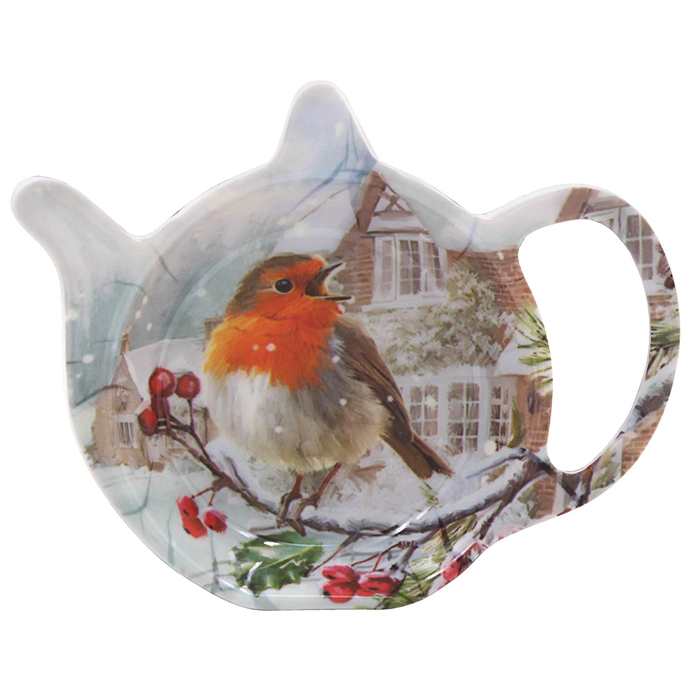 Lesser and Pavey Xmas Christmas Robins Tea Bag Tidy - LP54265 Tea Bag Tidy Lesser & Pavey Ltd Brand_Lesser and Pavey CarlR Christmas Products Christmas Tableware Collections_Tableware Dining & Tableware Festive Tableware Kitchen & Dining Lesser & Pavey More Christmas Tableware Product Type_Christmas Tableware Product Type_Sundry Tableware Product Type_Teabag Tidies sep25 Sundry Tableware Tableware TEA Teabag Tidies